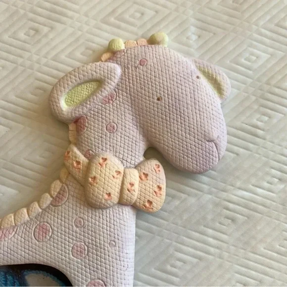 New! Vintage Pair Papel Ceramic Baby Child Photo Frames 3x3 & 2x3 Bunny Giraffe - Picture 11 of 16